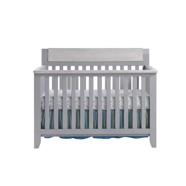 slide 2 of 9, HomeRoots Gray Solid and Manufactured Wood Standard Four In One Convertible Crib - 57