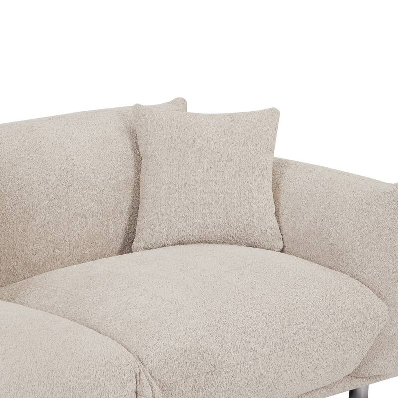 Camel Modern 111" Oversized 3-seater Sofa with Metal Legs and Solid Wood Frame for Living Room