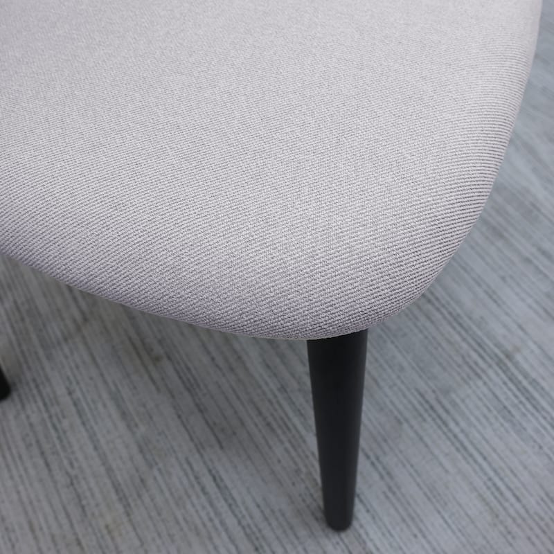 Cotton-Linen Fabric Upholstered Dining Chair with Black Solid Wood Legs, Armless Chair Set of 2 for Kitchen, Living