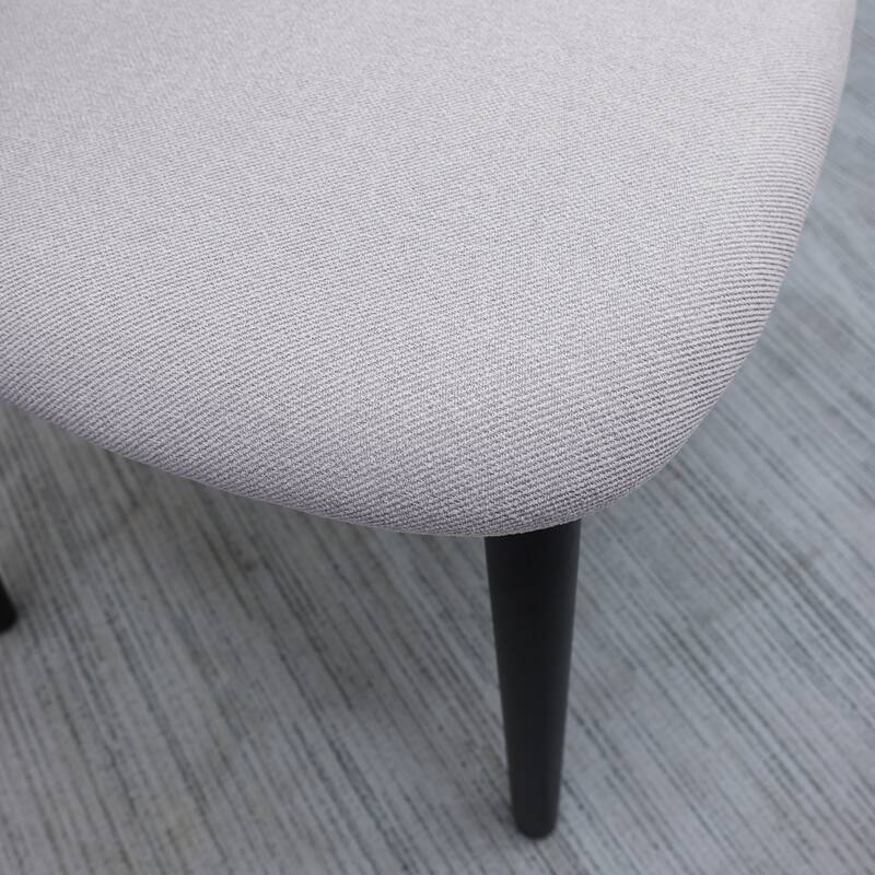 Cotton-Linen Fabric Upholstered Dining Chair with Black Solid Wood Legs, Armless Chair Set of 4 for Kitchen, Living
