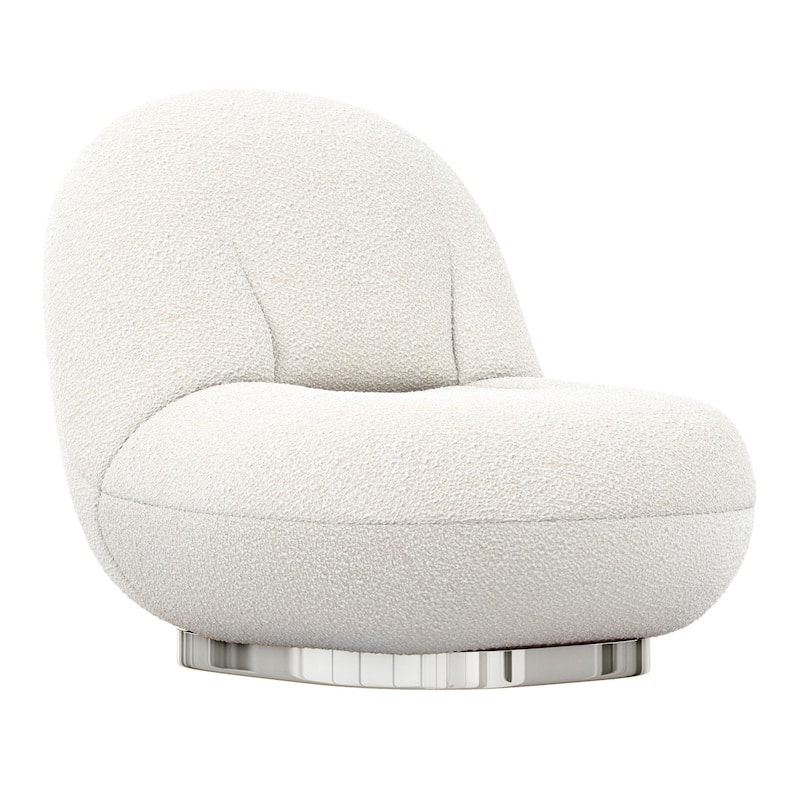 HomeRoots 30" White And Silver Boucle Slipper Chair - 30.3' X '25.6' X '33.5