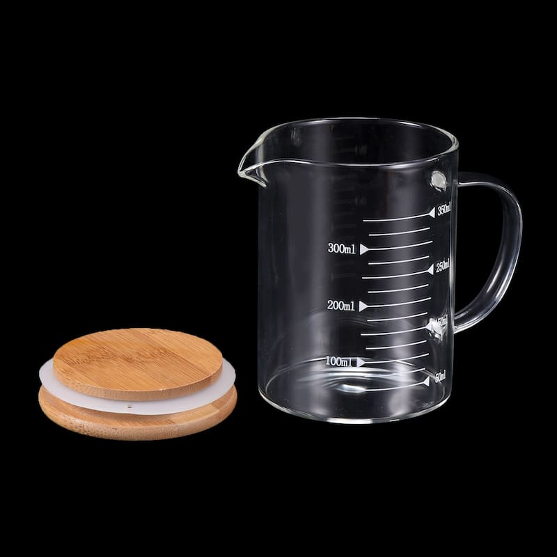 Glass Measuring Cup, 3.3 Borosilicate Glass with Wood Lid for kitchen