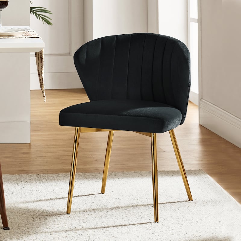 Aruna Accent Chair with Metal Legs 20''W X 19.5 ''D X 29''H by HULALA HOME - Black