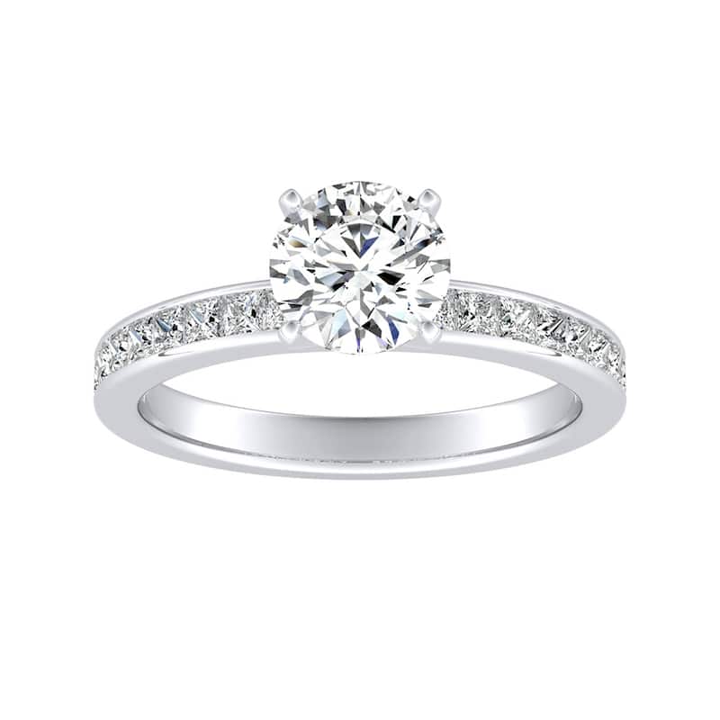 Auriya 14k Gold Round Moissanite Engagement Ring 1 1/4ctw - White - 8