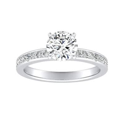 Auriya 14k Gold Round Moissanite Engagement Ring 1 1/4ctw