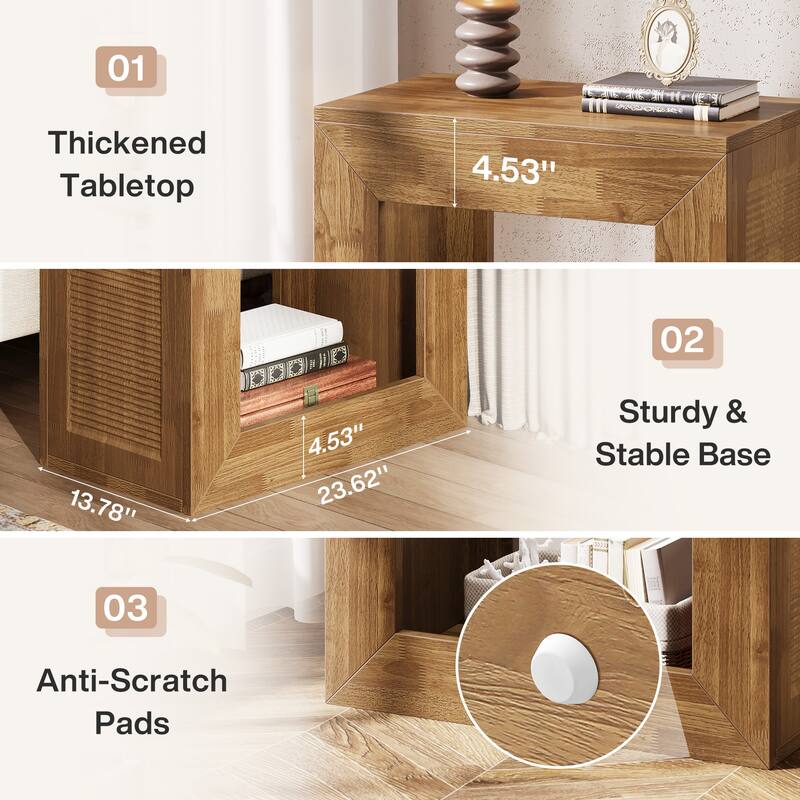 2-Tier Square End Table with Sturdy Base