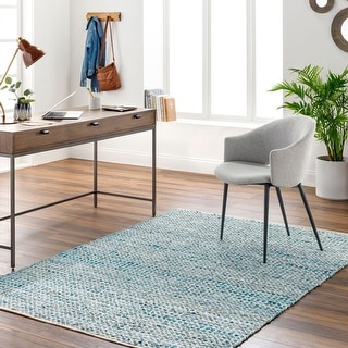 Hand-Woven Canoas Cotton/Leather Area Rug (2' x 3') - 2' x 3'