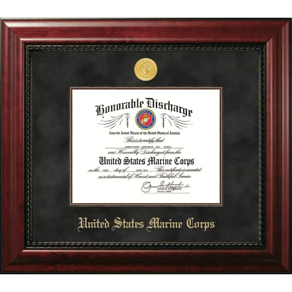Patriot Frames Marine 8.5x11 Discharge Executive Frame with Gold Medallion