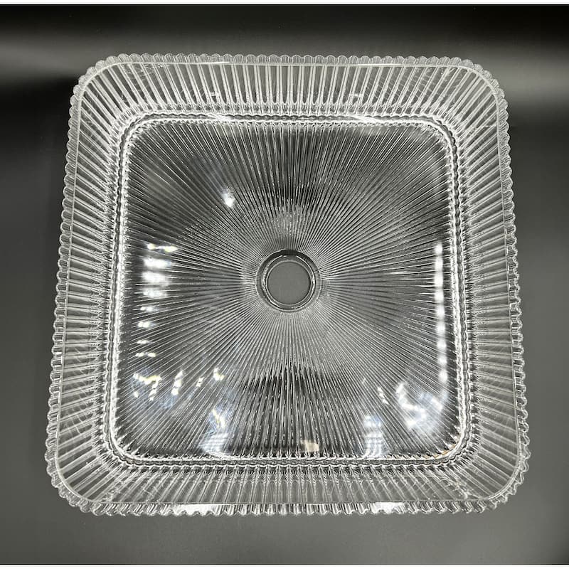 Plaza 15" Square Decorative Crystal Vessel Sinks With White Base