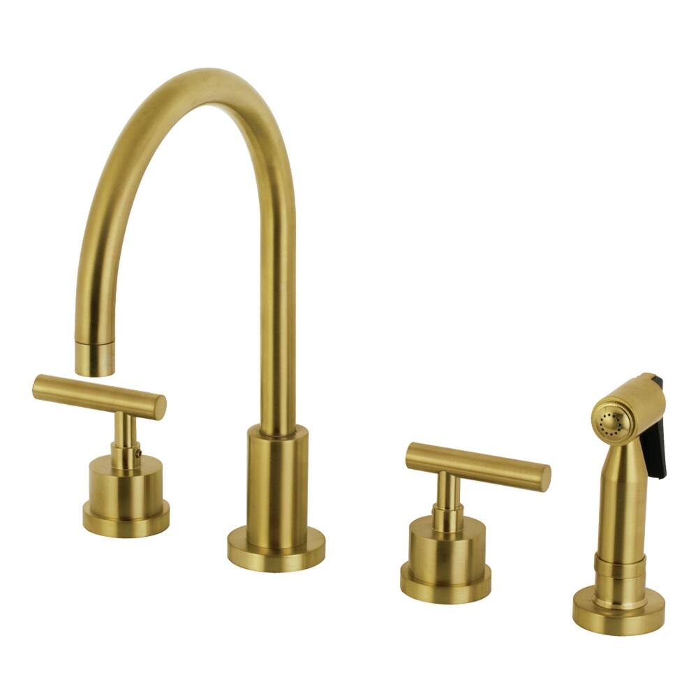 Manhattan Deck Mount Widespread Kitchen Faucet with Brass Sprayer