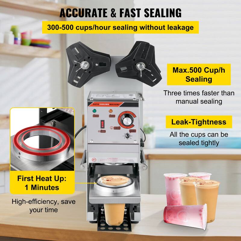 Semi-automatic Cup Sealing Machine with Control Panel for Bubble Milk Tea - 300-500 Cup/h