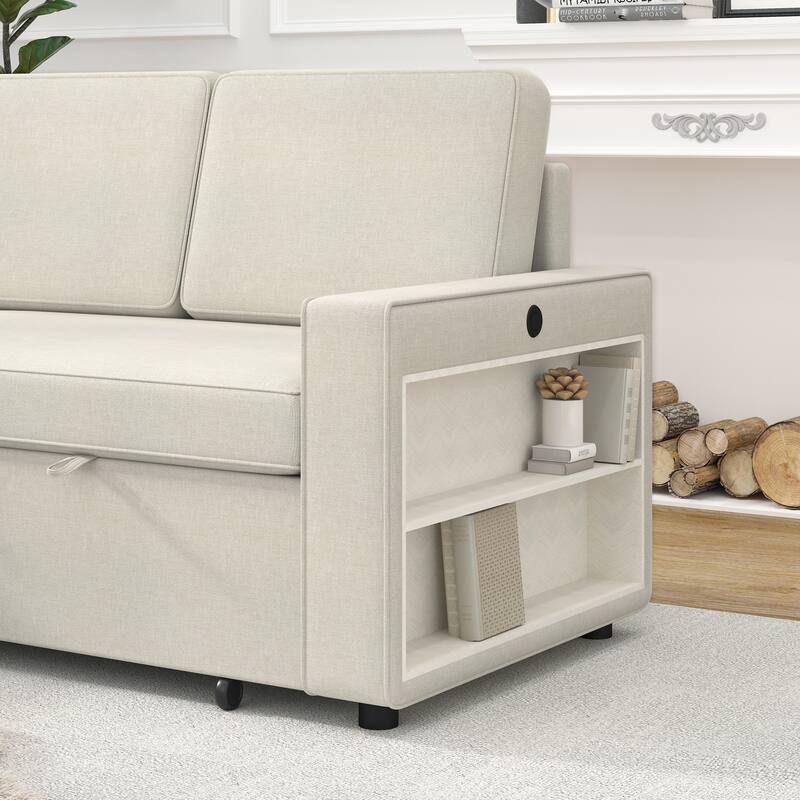 L-Shaped Couch Convertible Sofa Bed with Storage Chaise