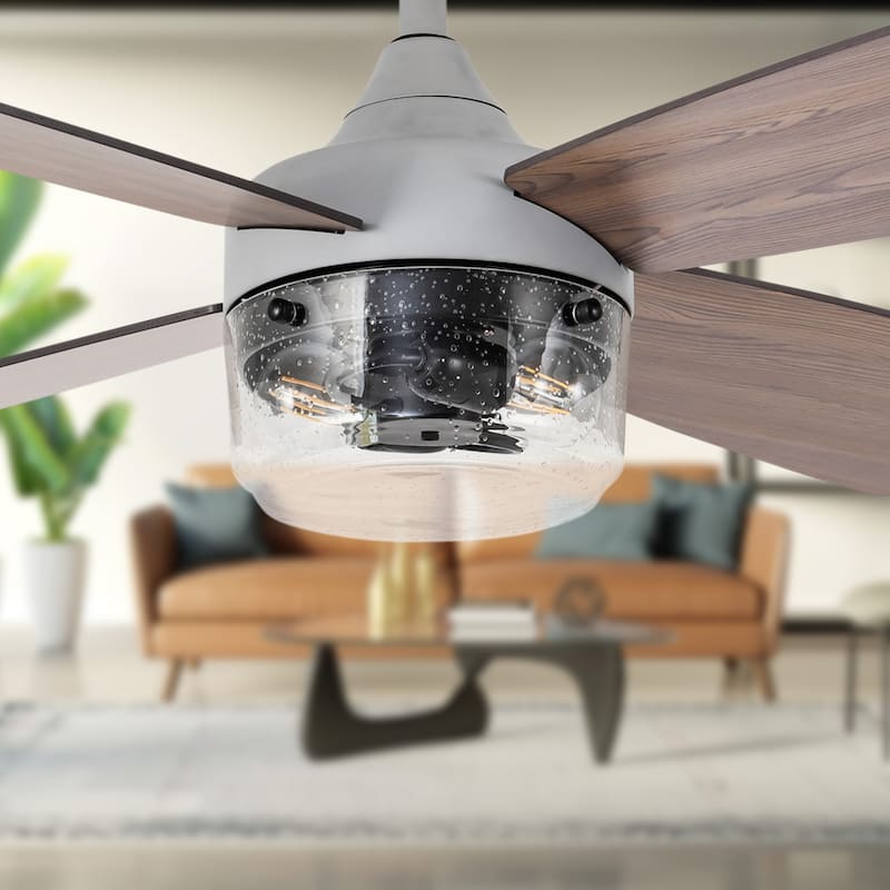 Aiden River of Goods Gray and Mahogany Metal Remote-Controlled 42" Ceiling Fan - 42" x 42" x 11"/15.25"