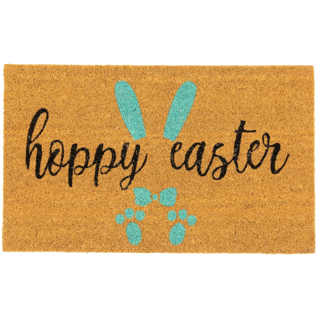Natural Coir "Hoppy Easter" Outdoor Doormat 18" x 30"