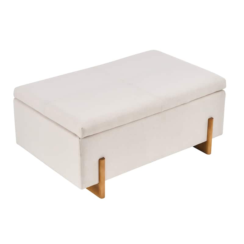 Christopher Knight Home -Luno 39.76" Modern Upholstered Hidden Storage Bench with Lift-Top Lid & Solid Wood Legs