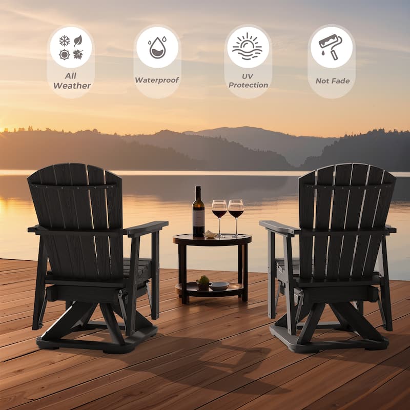 Set of 2 HDPE Adirondack Swivel Gliders, Outdoor Patio Chair Set
