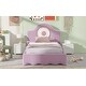 preview thumbnail 5 of 28, Twin Upholstered Platform Bed with LED Headboard, Pink Flannel Finish