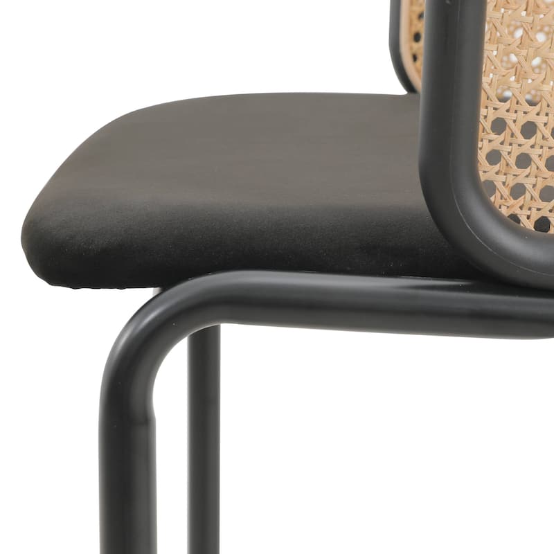 LeisureMod Ervilla Bar Stool with Black Powder Coated Steel Frame - 37"