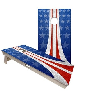 Vintage Patriotic with Curved Stripes Regulation 2x4 Cornhole Board Set