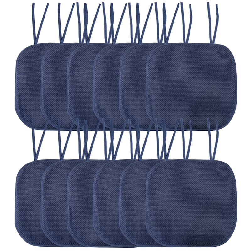 Sweet Home Collection Honeycomb Memory Foam Non Slip Chair Cushion Pad with Ties 16" x 16"