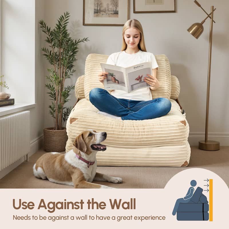XIZZI Convertible Corduroy Floor Chair Folding Sofa Bed