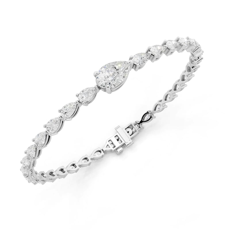 Auriya 14K Gold Pear-shaped Lab Grown Diamond Fashion Bracelet 5 2/5 ct. tw. (E-F VS)