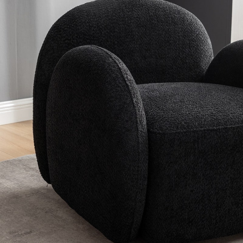 SEYNAR Modern Glam Boucle Upholstered Swivel Accent Armchair, 360 Degree Swivel Barrel Chair Set of 2 for Living Room