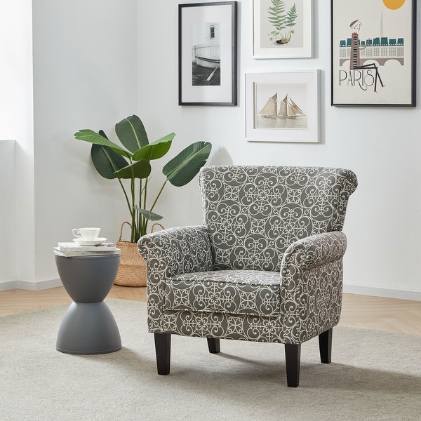 BELLEZE Rosette Scroll Arm Fabric Upholstered Chair Nailhead Trim - standard. Opens flyout.