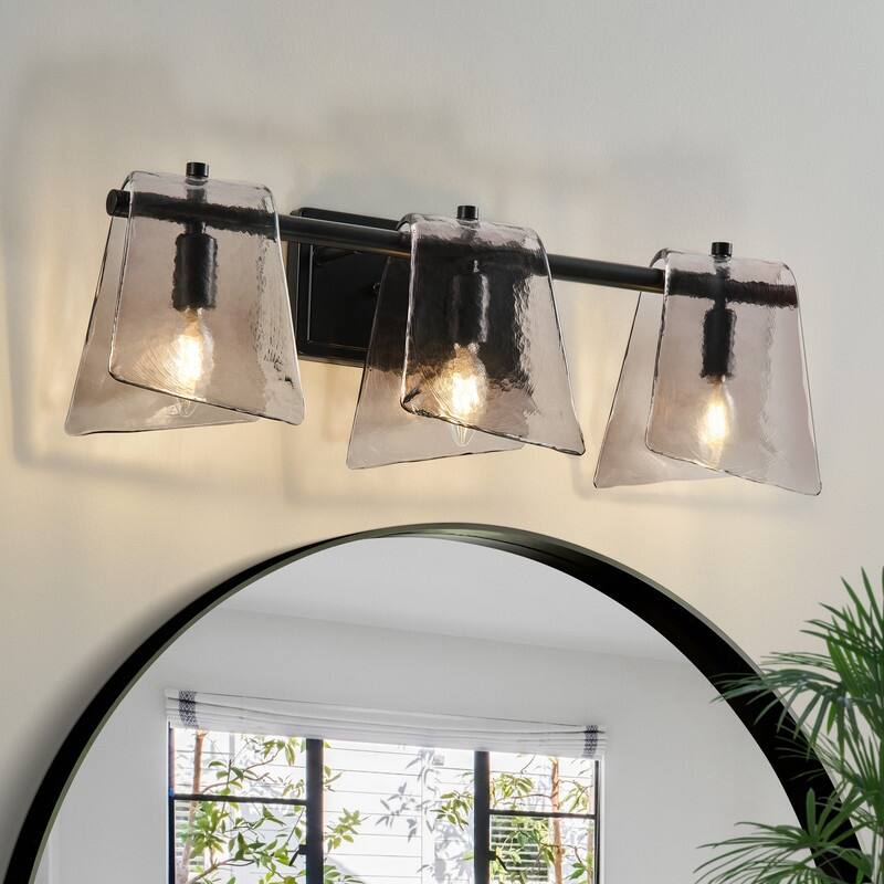 Starsky 3 - Light Modern Dimmable Gray Glass Bathroom Vanity Light - Black