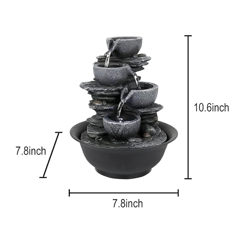 4-Tier Water Fountain Indoor Relaxation Waterfall Feature for Home