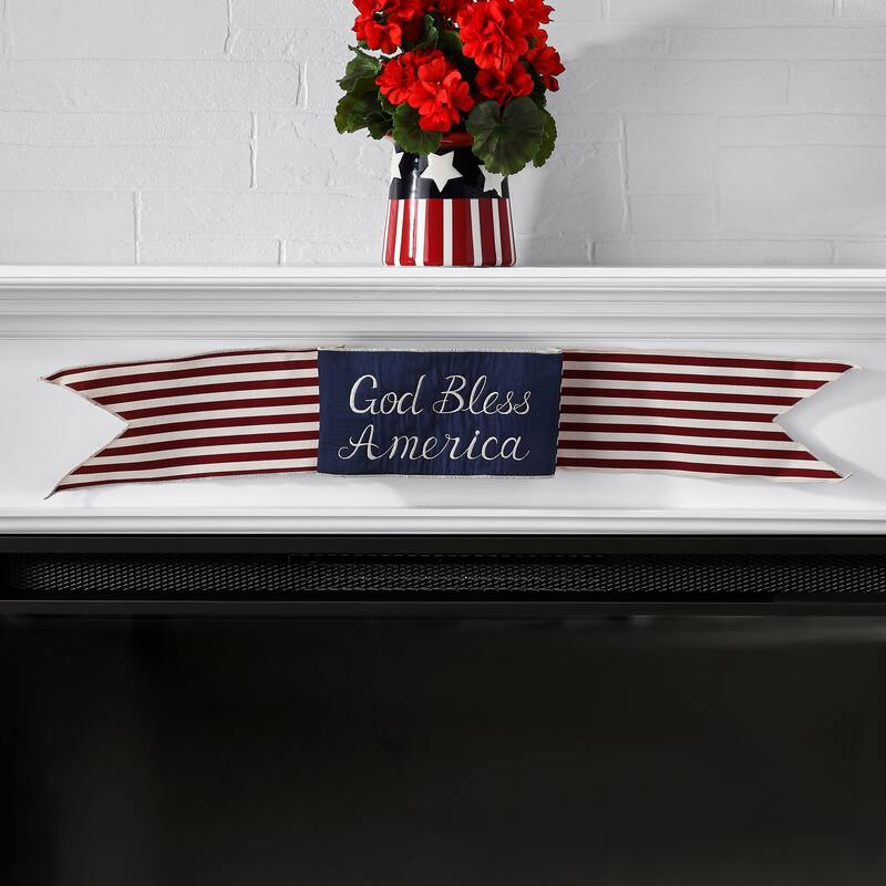 6"X44" "God Bless America" Stripe Banner