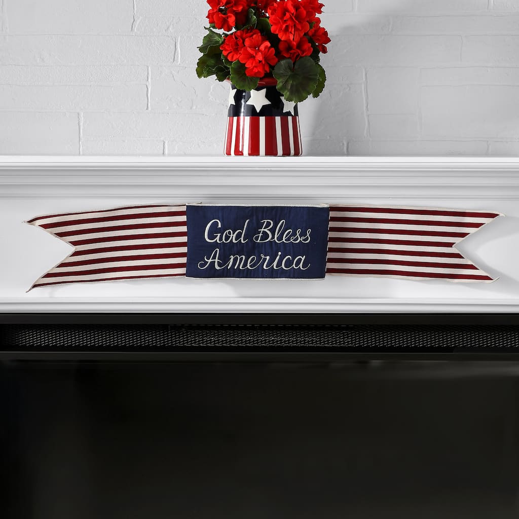 6"X44" "God Bless America" Stripe Banner