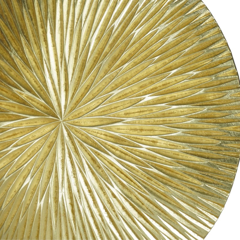HUJI Golden Pine Wood Carving Plate Wall Decor