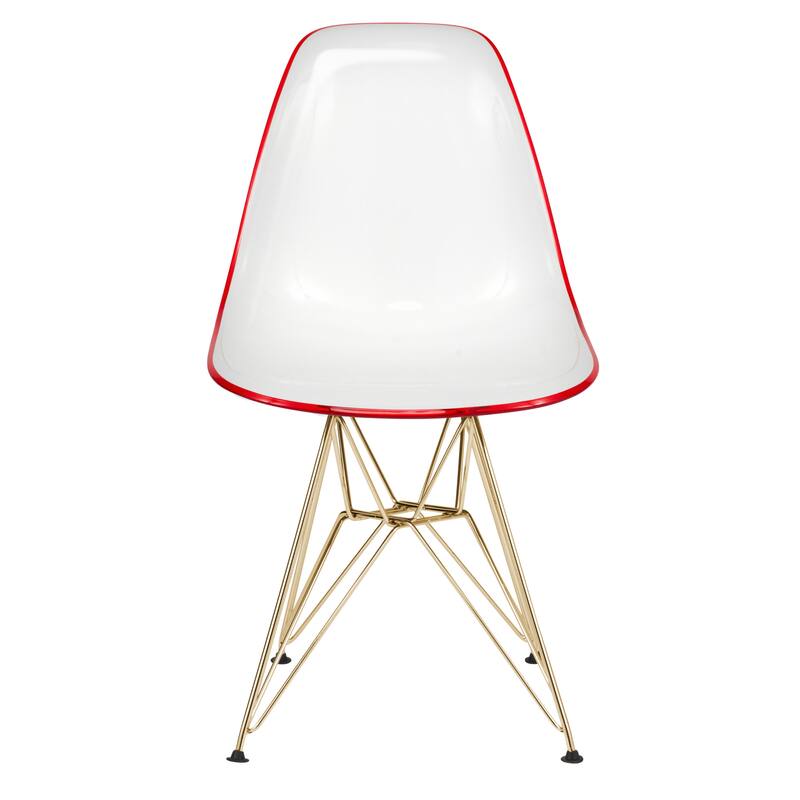 Cresco Plastic Dining Side Chair with Eiffel Base in Gold Set of 2 by LeisureMod