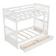 preview thumbnail 6 of 7, Twin over Twin Size Bunk Bed with Ladders, Solid Wood Kids Storage Bed Frame with 2-Storage Drawers for Bedroom, White