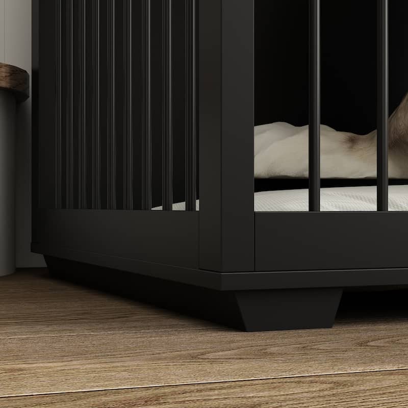 Wooden Dog Crate Kennel with 4 Drawers,Divides for 2 Large Dogs Indoor