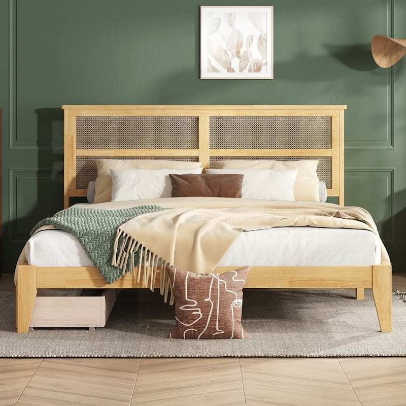 Rubber Wood Bed with Enhanced Support Salts and Feet