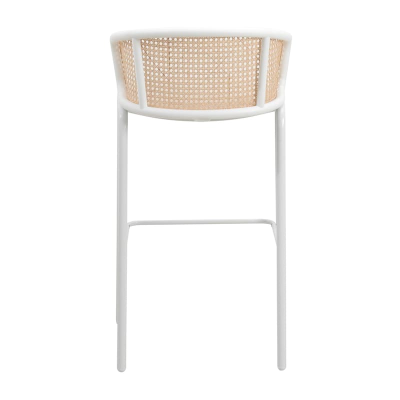 LeisureMod Ervilla Bar Stool with White Powder Coated Steel Frame Set of 2 - 37"