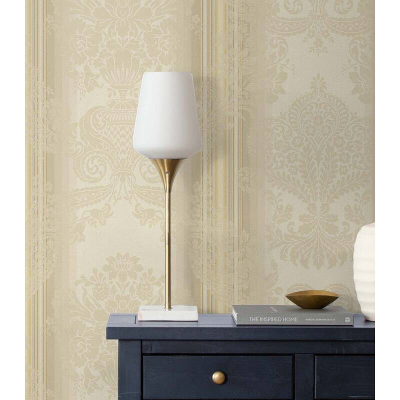 Seabrook Designs Pinnok Striped Damask Unpasted Wallpaper