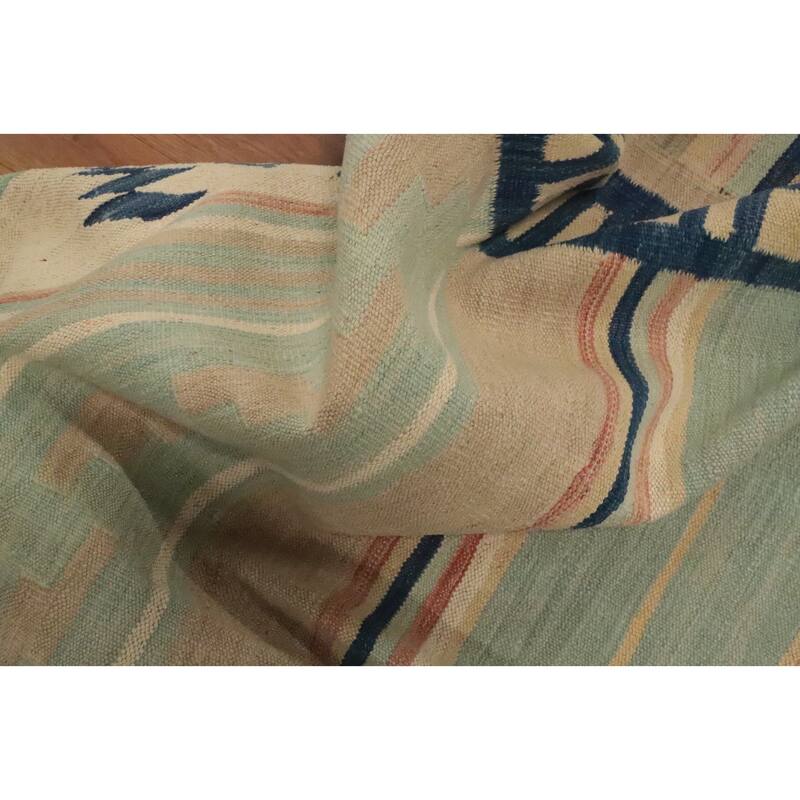 Hand Woven Oriental 100% Wool Carpet Southwestern Tribal Multi-Colored Kilim Area Rug - 8' 7'' X 5' 7''