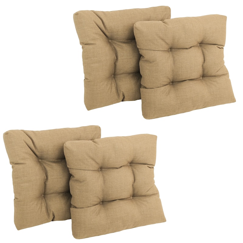 19-inch Square Tufted Indoor/Outdoor Chair Cushions (Set of 4) - 19" x 19" - Sandstone
