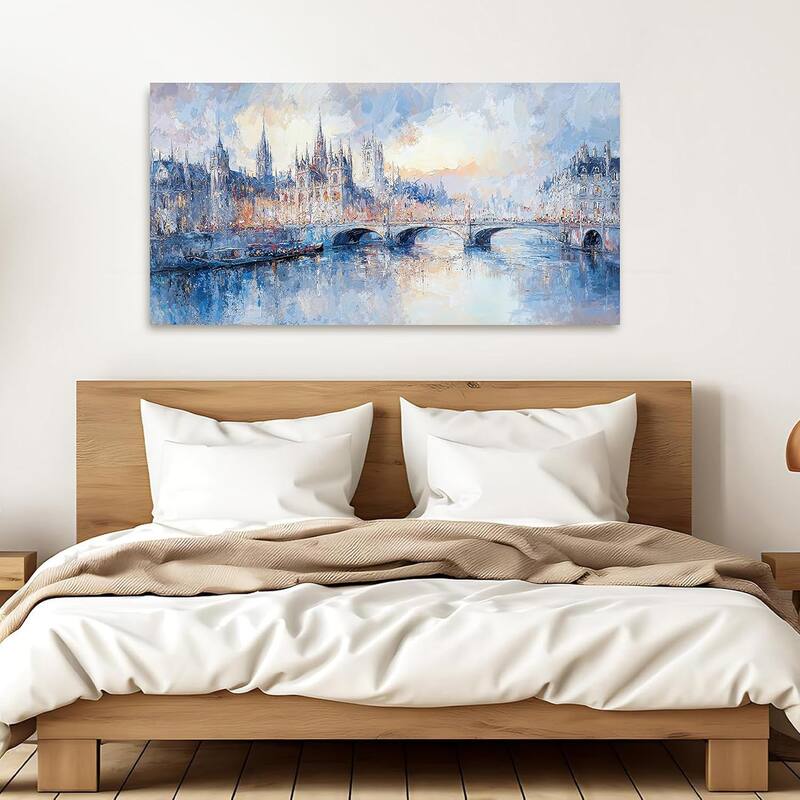 Artwork for Walls Vintage Blue City Wall Art Prints