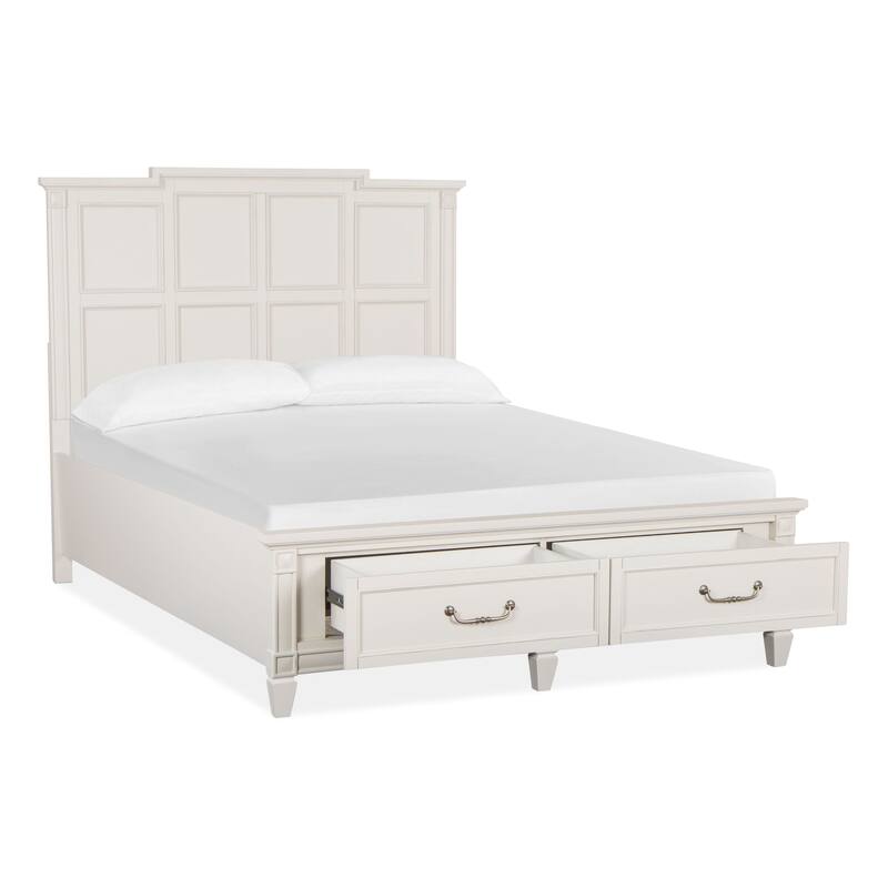 Magnussen Home Willowbrook Egg Shell White With Slight Rub Through Panel Storage Bed