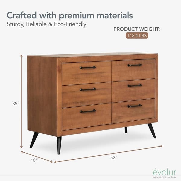 Evolur Stilnovo Mid Century Double Dresser