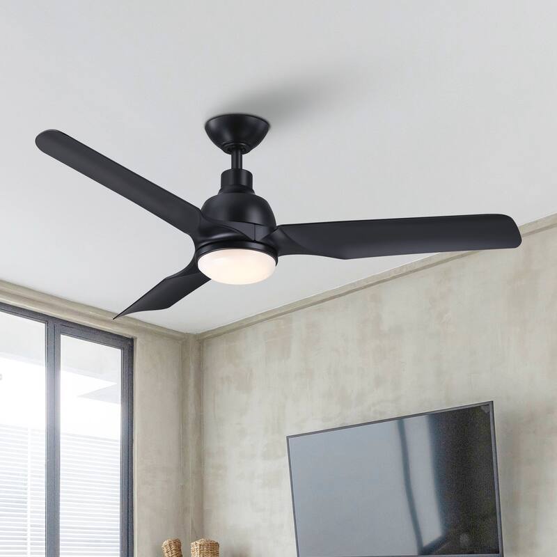 52" Black ABS 3-Blade Modern Dimmable LED Ceiling Fan with Remote