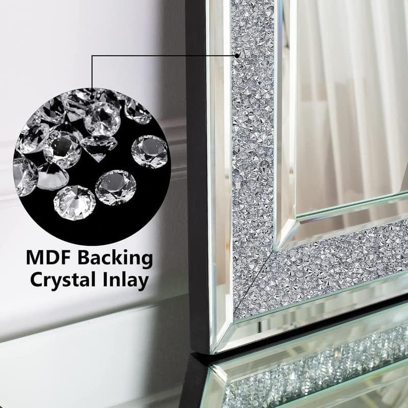 Glam Crystal Accent Wall Mirror Sparkly Silver Mirror