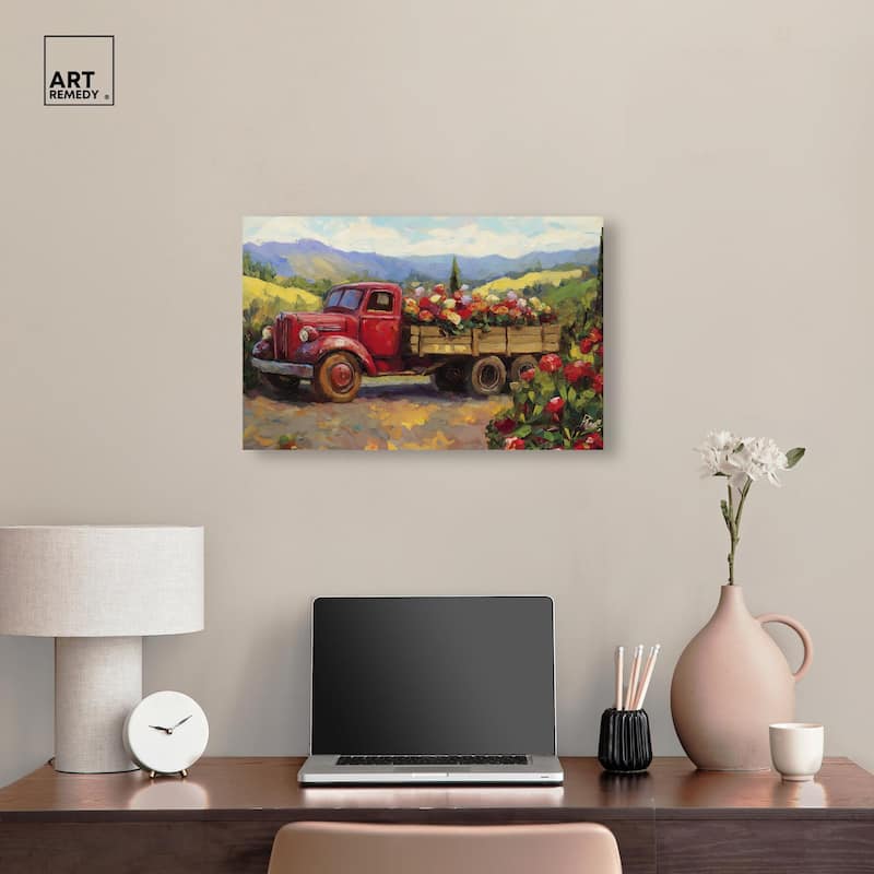Flowers in Transit II Canvas by Art Remedy, Gallery Wrapped