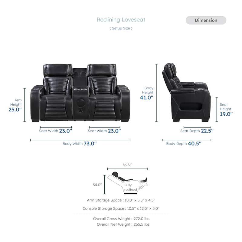 Arbor 73" Leather Power Double Reclining Loveseat with Center Console