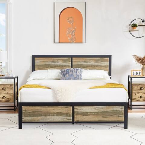 VECELO Platform Bed Frame with Headboard Twin/Full/Queen Size Beds