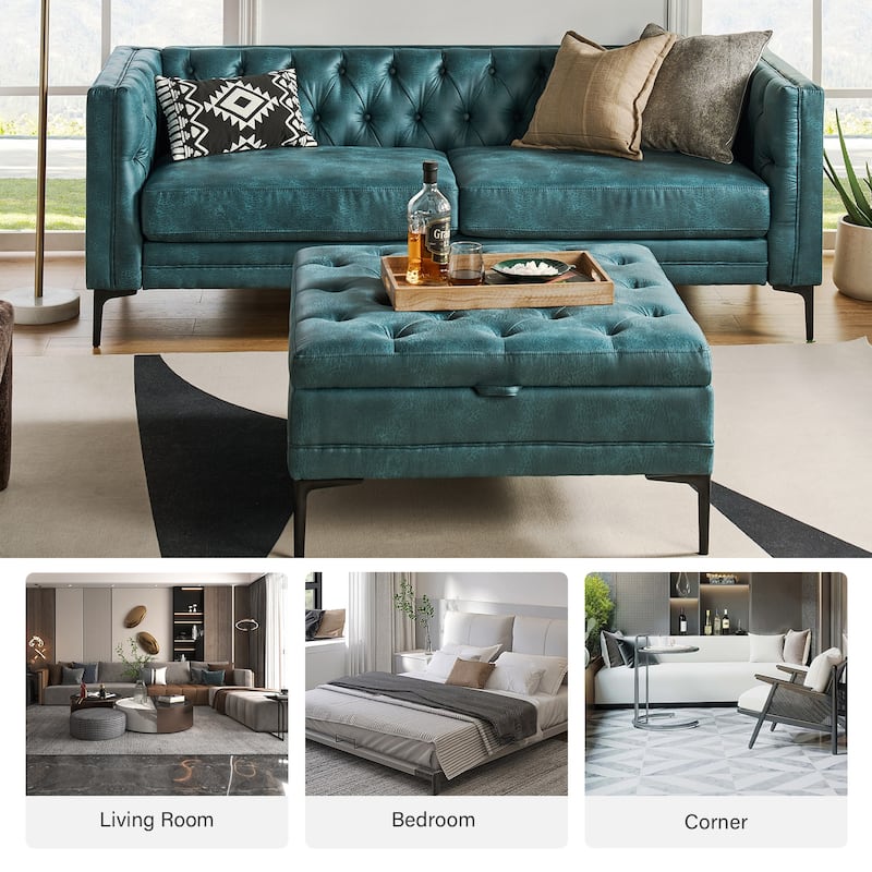 Ipiutak Modern 2 - Piece Upholstered Button-tufted Sectional with Storage Ottoman